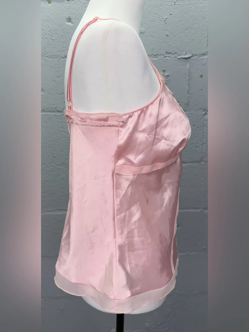 Cato Women's Pink Silky Mesh Trimmed Adjustable Strap Camisole Size Small